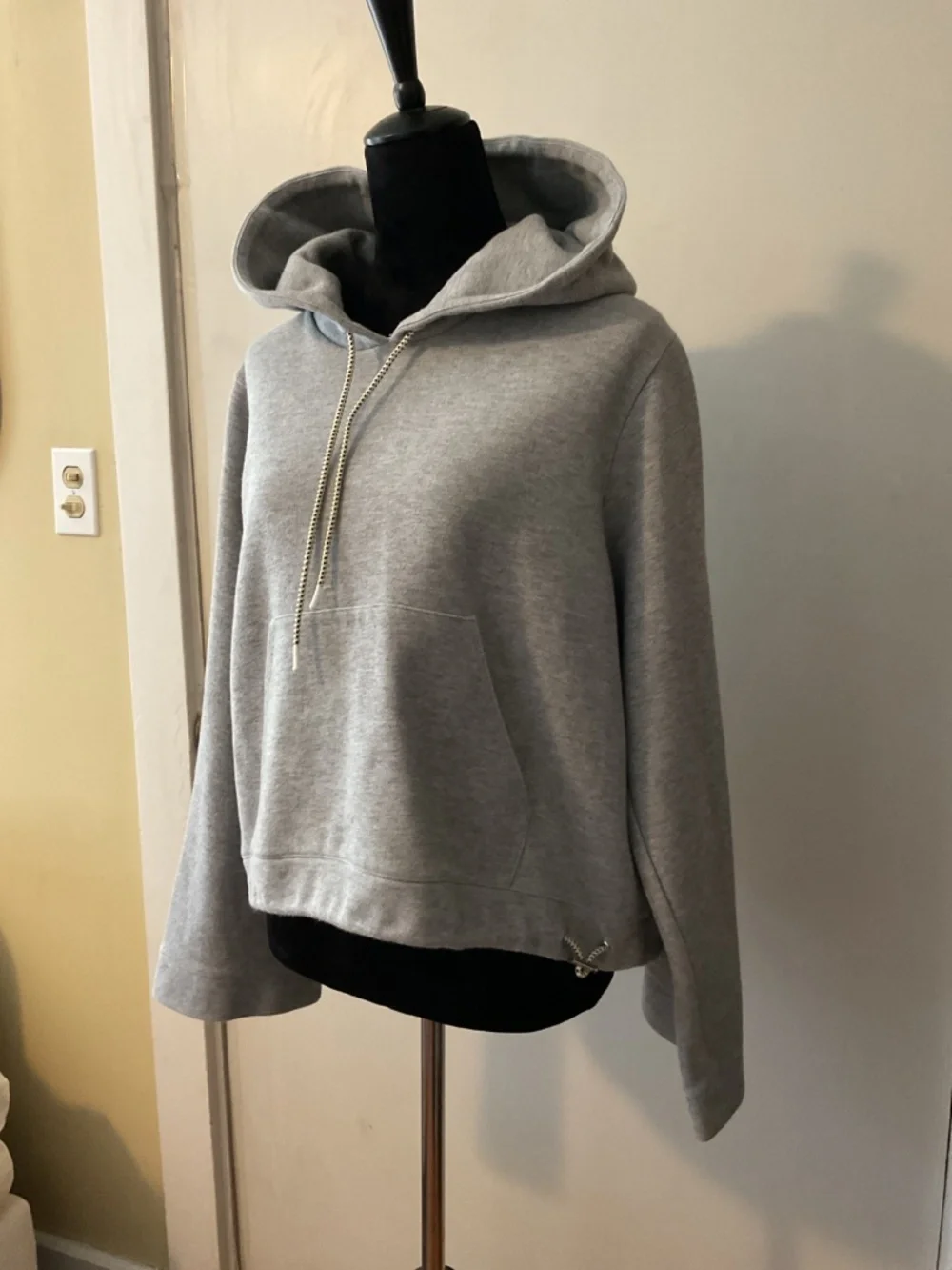 J.Crew Gray Bell Sleeve Pullover Hoodie Sweatshirt Size L